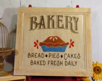 Large Handmade Wooden Bakery Sign, Bakery Sign, Kitchen Decor, Bakery, Vintage Style Bakery Sign, Pie Sign, Cake Sign, Kitchen Sign