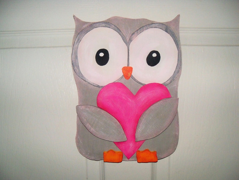 Valentine's Day Door Hanger, Valentine Birds, Valentine Sign, Penguin, Owl, Love Birds, Valentine Decoration image 5