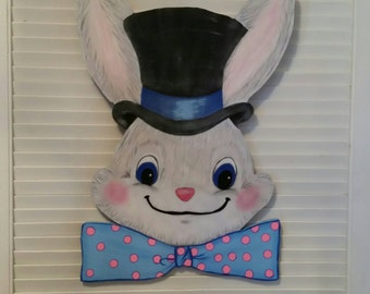 Made to Order LARGE Vintage Style Easter Bunny Door Hanger/ Easter Bunny Sign/ Easter Bunny Decoration