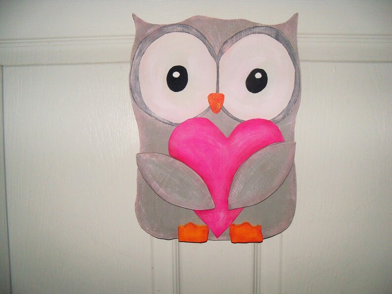 Valentine's Day Door Hanger, Valentine Birds, Valentine Sign, Penguin, Owl, Love Birds, Valentine Decoration image 4