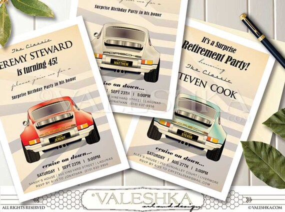 Retraite Party Invitation Vintage Porsche Belle Voiture Etsy Retraite Party Invitation Vintage Porsche Belle Voiture Etsy