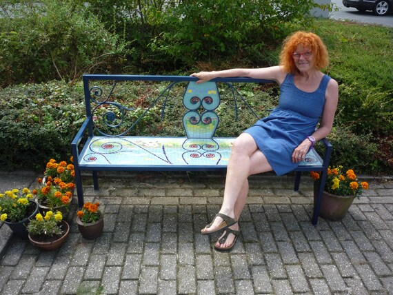 Unique Home Made Mosaic Garden Bench Etsy