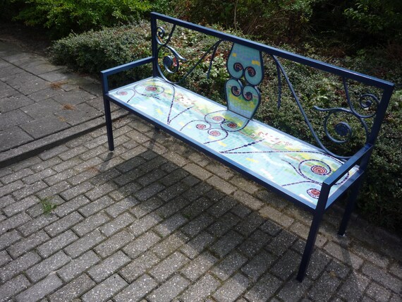 Unique Home Made Mosaic Garden Bench Etsy