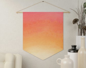 Sunset Gradient Enamel Pin Display, Pastel Wall Banner, Kawaii Pin Board, Pink Orange Decor