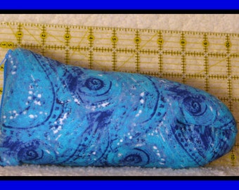 Wavy Blue Zippered Glass Pipe  Pouch (4 x 9, light blue zipper)