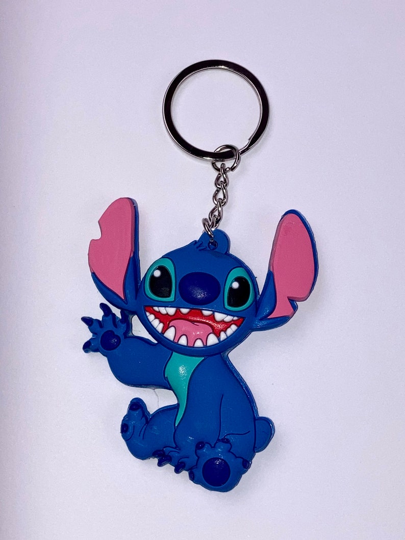 Happy Stitch waving keyring