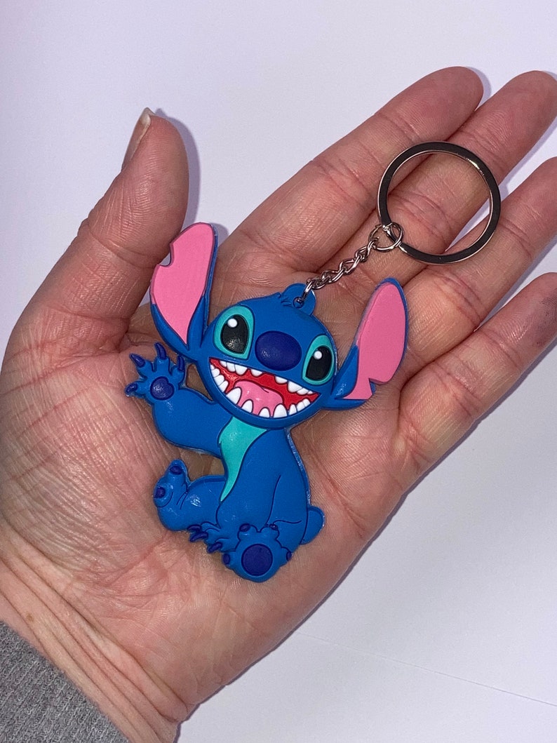 Happy Stitch waving keyring