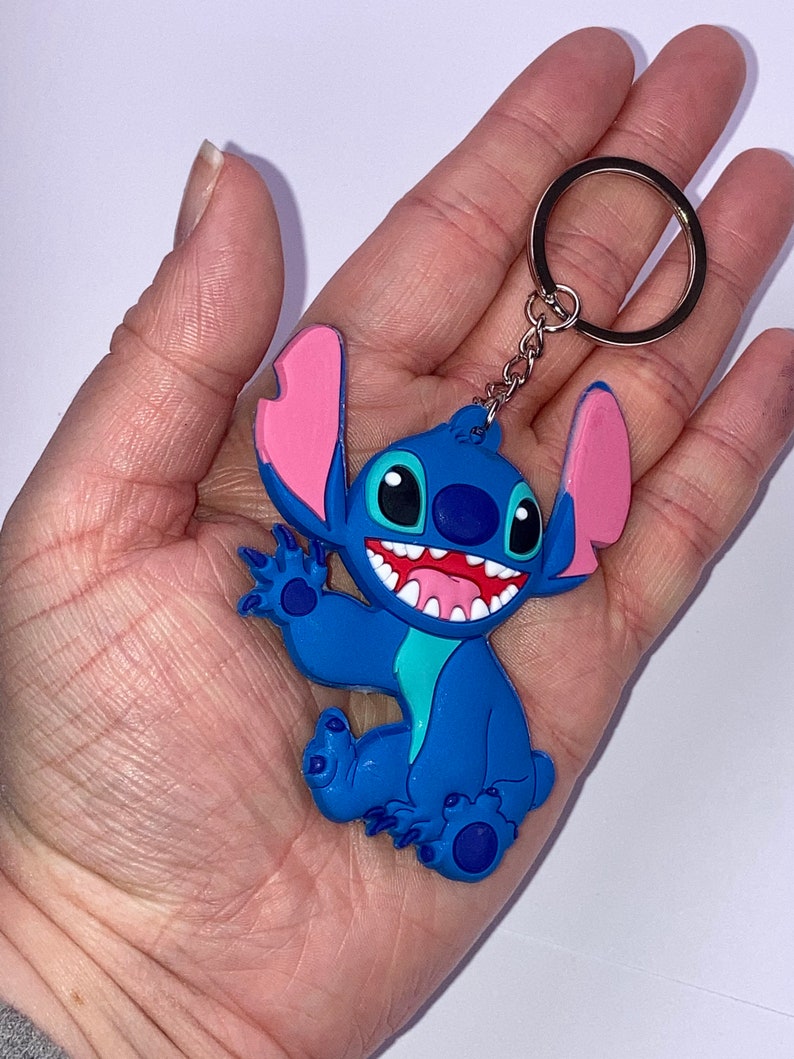 Happy Stitch waving keyring