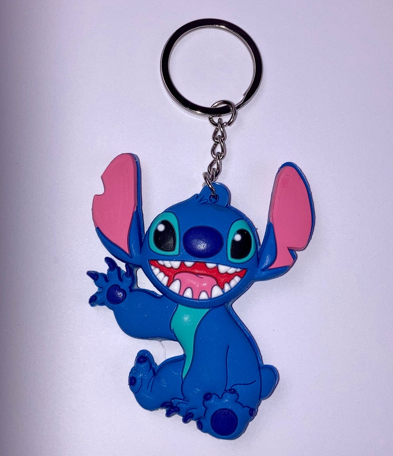Happy Stitch waving keyring