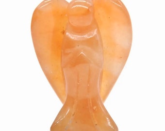 Orange calcite angel carving