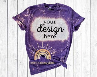 Bleached T-Shirt Mockup | Heather Purple | Gildan Softstyle 6400
