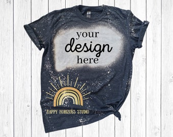 Bleached T-Shirt Mockup | Dark Heather | Gildan Softstyle 6400