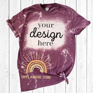 Bleached T-Shirt Mockup | Heather Maroon | Gildan Softstyle 6400