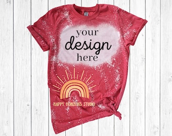 Bleached T-Shirt Mockup | Heather Red | Gildan Softstyle 6400