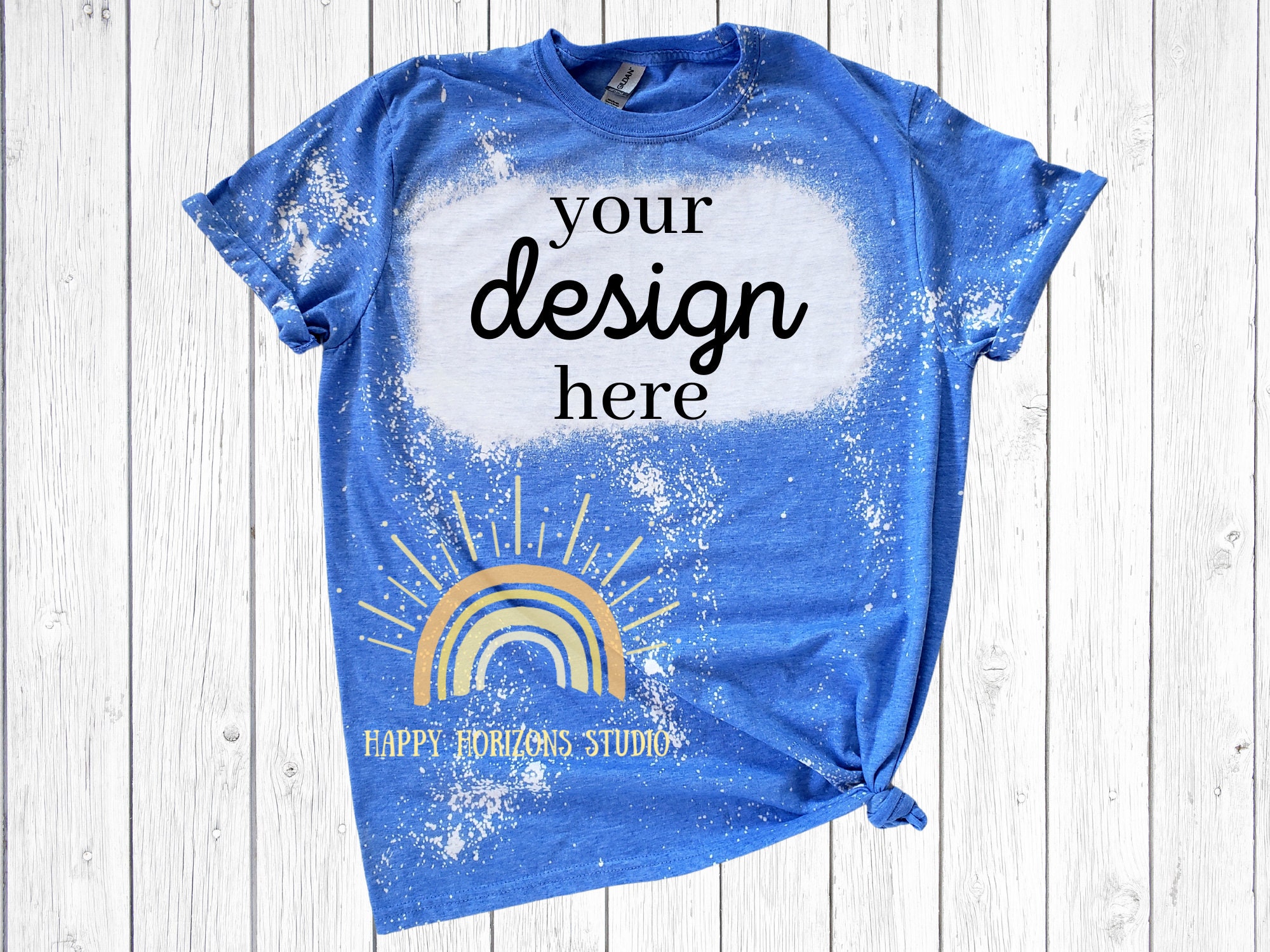Bleached T-shirt Mockup Heather Royal 