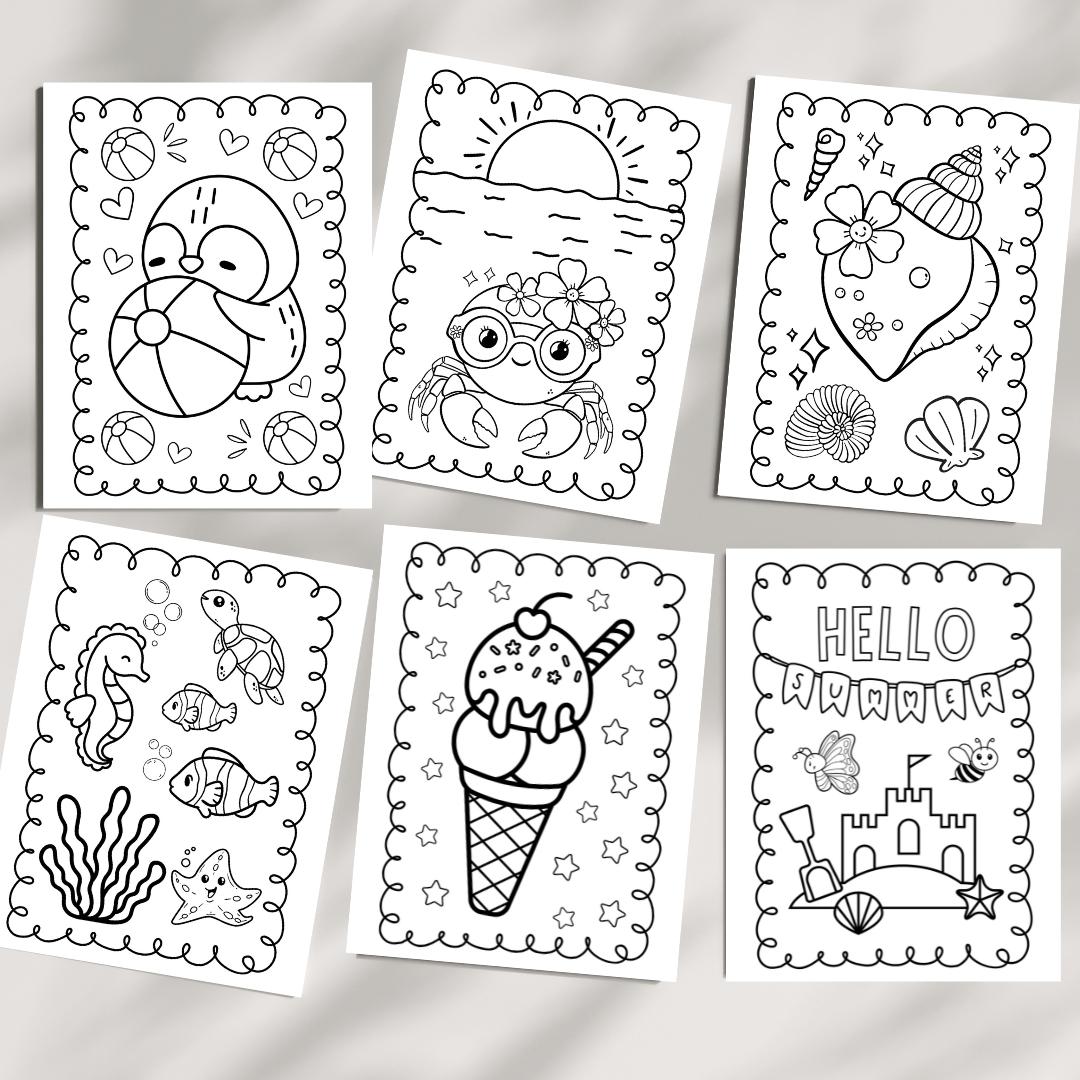 Summer Coloring Pages for Kids Activity With Beach Coloring for Summer ...