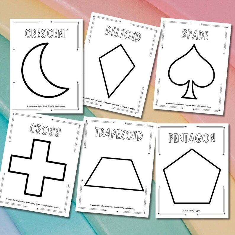 Simple shape outlines for coloring - great for preschool and kindergarten