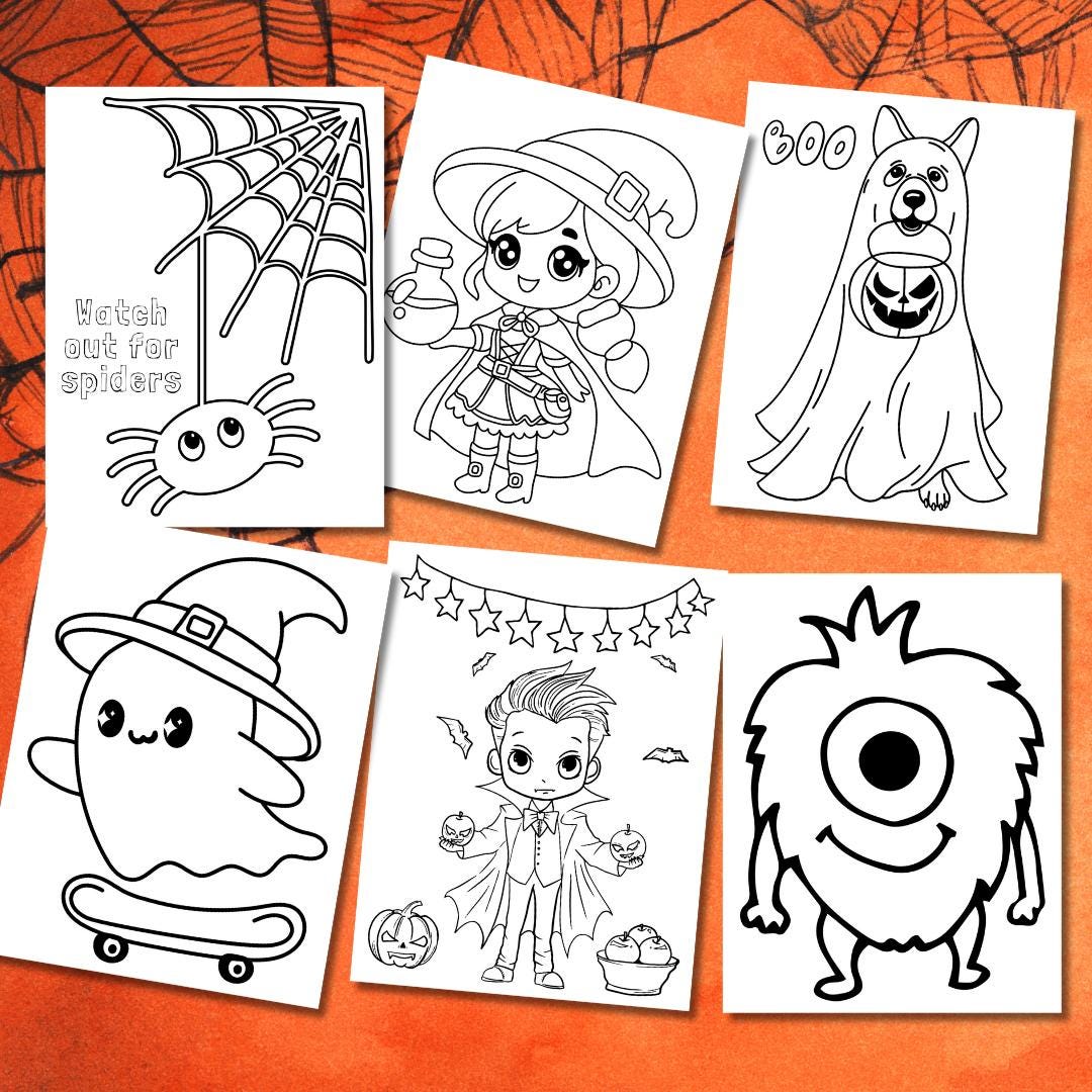 Halloween Coloring Pages for Kids - Cute Spooky Toddler Coloring Book ...