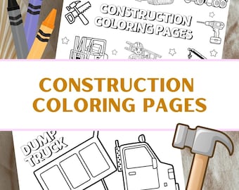 Construction Truck Vehicles Excavator Coloring Printable Pages for Construction Birthday Party - 31 Sheets