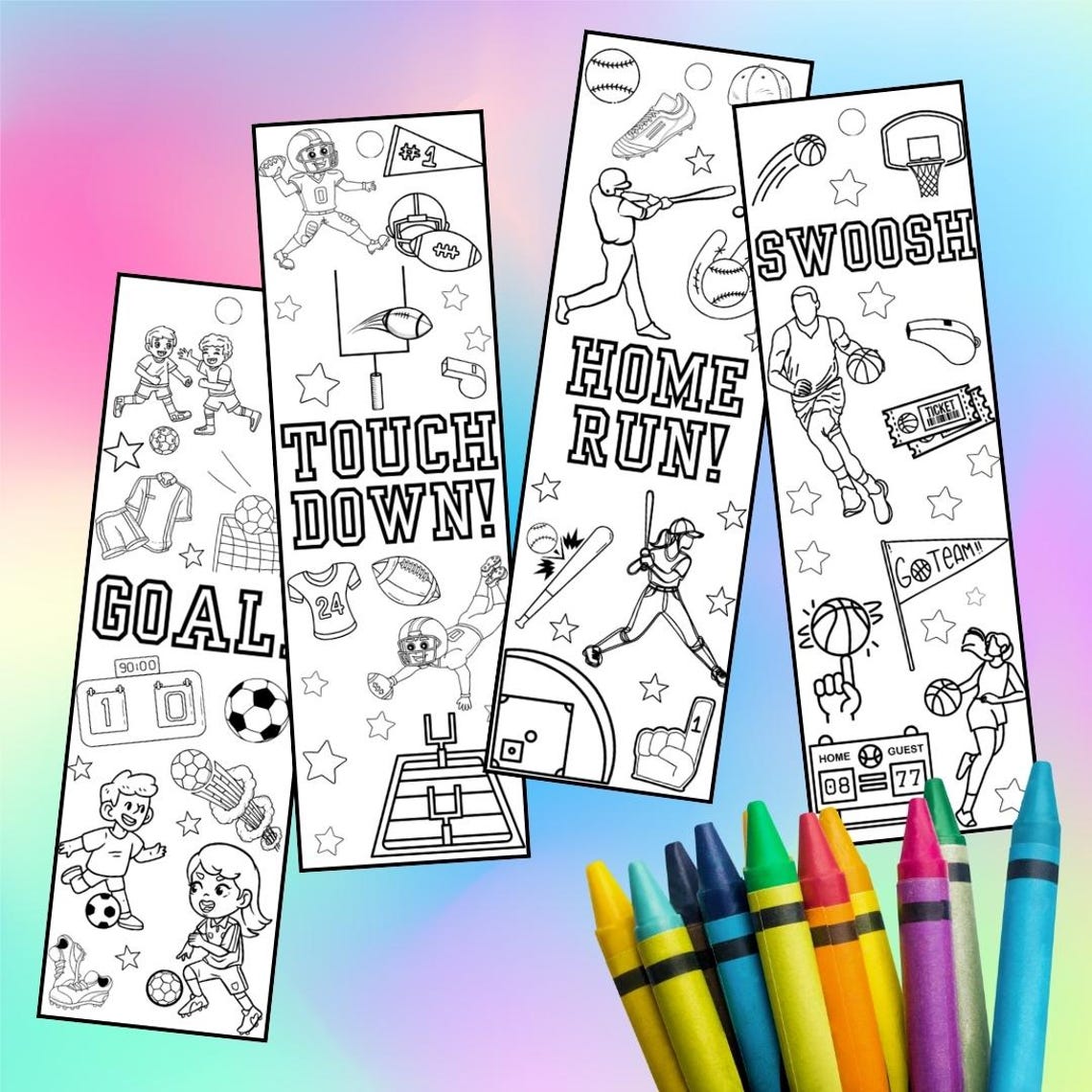Sports Coloring Bookmarks: DIY Kids Activity (digital Download) - Etsy