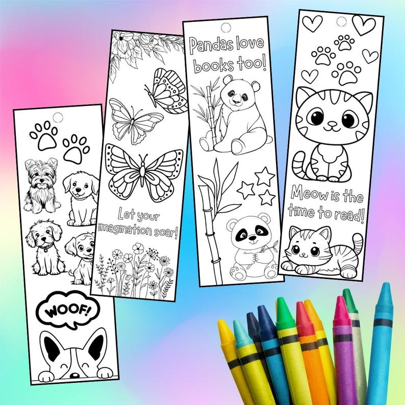 Printable Animal Bookmarks: DIY Coloring Craft (digital Download) - Etsy