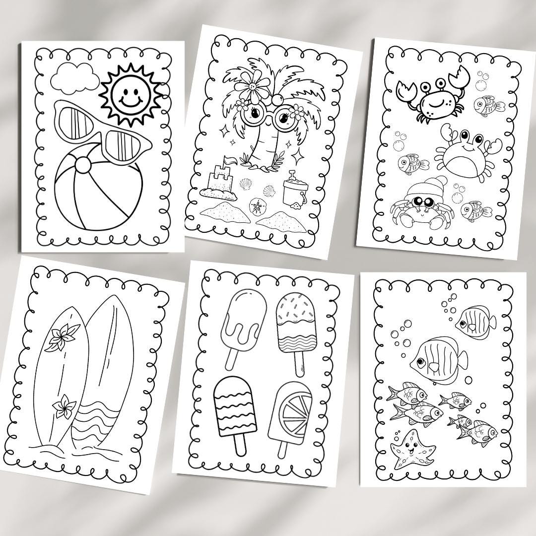 Summer Coloring Pages for Kids Activity With Beach Coloring for Summer ...