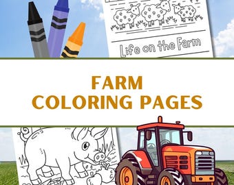 Farm Animals Coloring Pages for Kids with Tractor, Cows, Pigs - Fall Coloring Pages - 36 Sheets