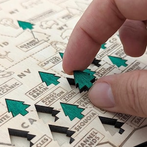 National Park Map Wooden Checklist, All 63 Parks, US Wood Wall Art Home or Office Decor, Gift for Hiker, Anniversary Gift