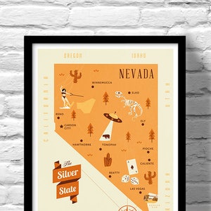 Carte du Nevada, l’armoise État carte, carte originale de Nevada, crèche, maison État carte, Nevada état affiche, carte de famille moderne, état carte
