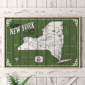 New York State Parks Karte, Karte mit Zitat, Geschenk für Wanderer, Geschenk zum Jahrestag, Reichsstaatskarte, rustikale Zustandskarte, Heimatkarte
