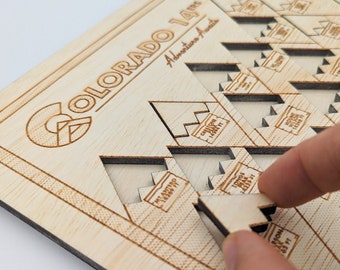 Tracker in legno Colorado 14ers, lista di controllo Colorado Fourteeners, regalo escursionistico Colorado, mappa CO Fourteeners