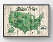 US National Parks Map, Map with Quote, Gift for hiker, Paper Anniversary Gift, National Park Print, 61 National Parks