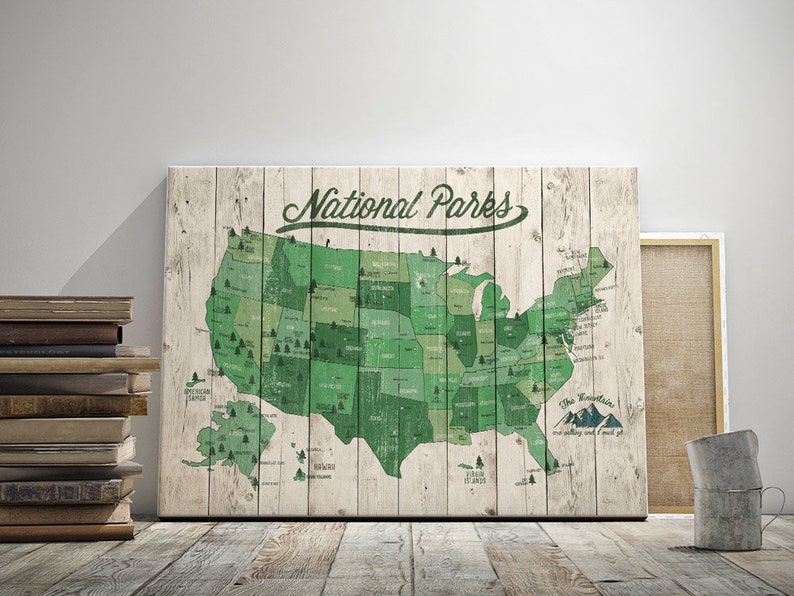 US National Parks Map, Map with Quote, Gift for hiker, Paper Anniversary Gift, National Park Print, 63 National Parks image 4