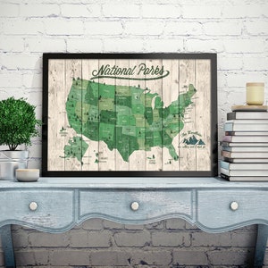 US National Parks Map, Map with Quote, Gift for hiker, Paper Anniversary Gift, National Park Print, 63 National Parks image 9