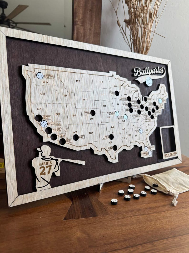 Personalized Baseball Stadium Map Tracker | MLB Ballpark Checklist ...