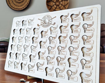 Regali da golf per uomo, decorazioni da golf, bacheca in legno con la lista dei desideri dei migliori campi da golf degli Stati Uniti, 50 campi migliori