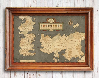 Houses of Westeros map ,Map of The Seven Kingdoms and the free cities, full map of Game of Thrones, map of Westeros, game of thrones gift