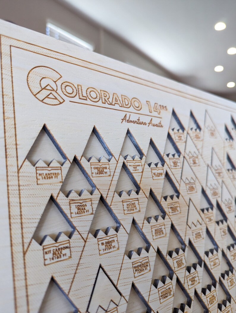 Colorado 14ers Wood Tracker, Hiking Checklist, CO Fourteeners Map - Etsy