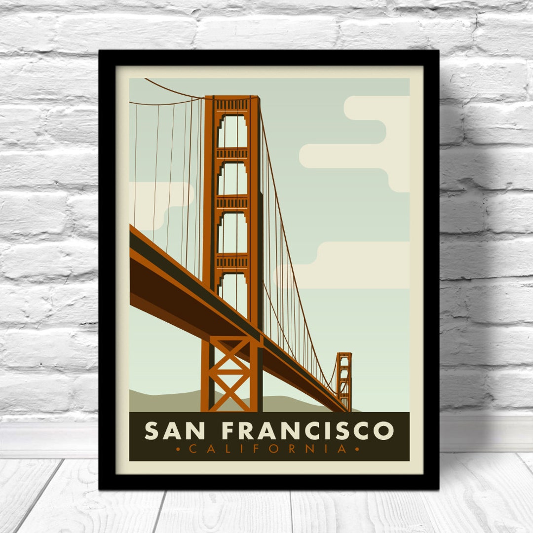 San Francisco Poster, California Vintage Style Print, San Francisco