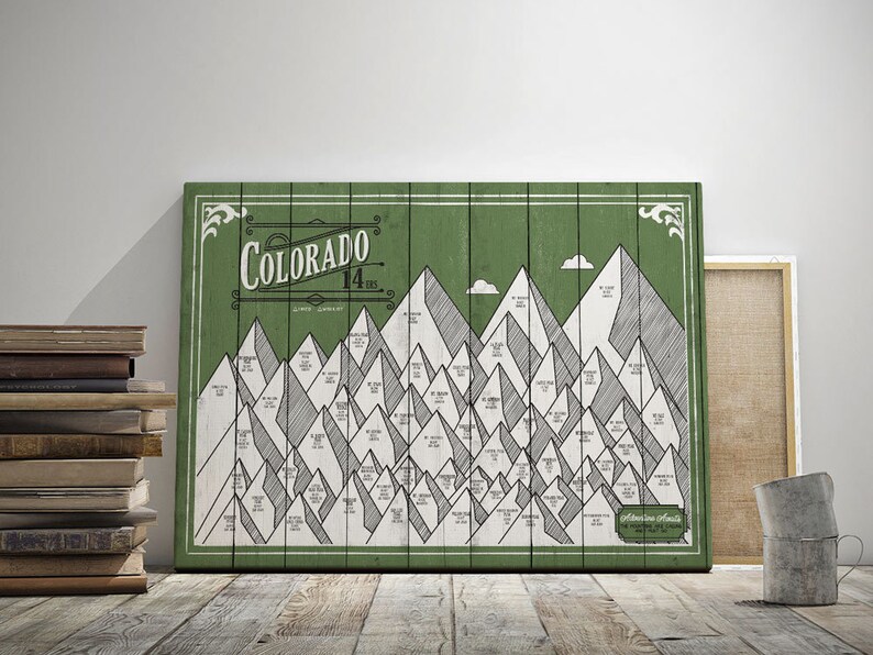 Colorado decor, 14ers Print , colorado 14ers, colorado mountains Graphic , High Peaks , Hiking Decor Poster , colorado mountain wall art image 9