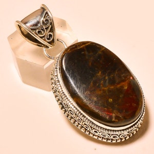 SALE -- Kanadischer Ammolit Anhänger .925 Sterling Oval Anhänger Halskette - 50mm (von BC)
