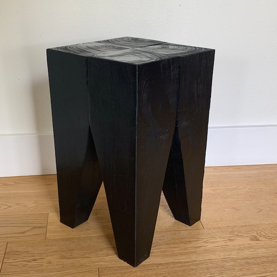 Black Timber Accent Table or Stool: Solid Hardwood, USA Made