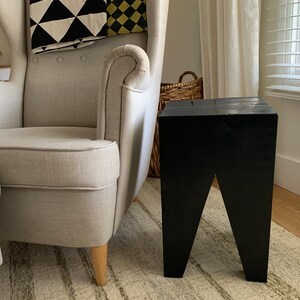 Black Timber Accent Table or Stool: Solid Hardwood, USA Made image 5