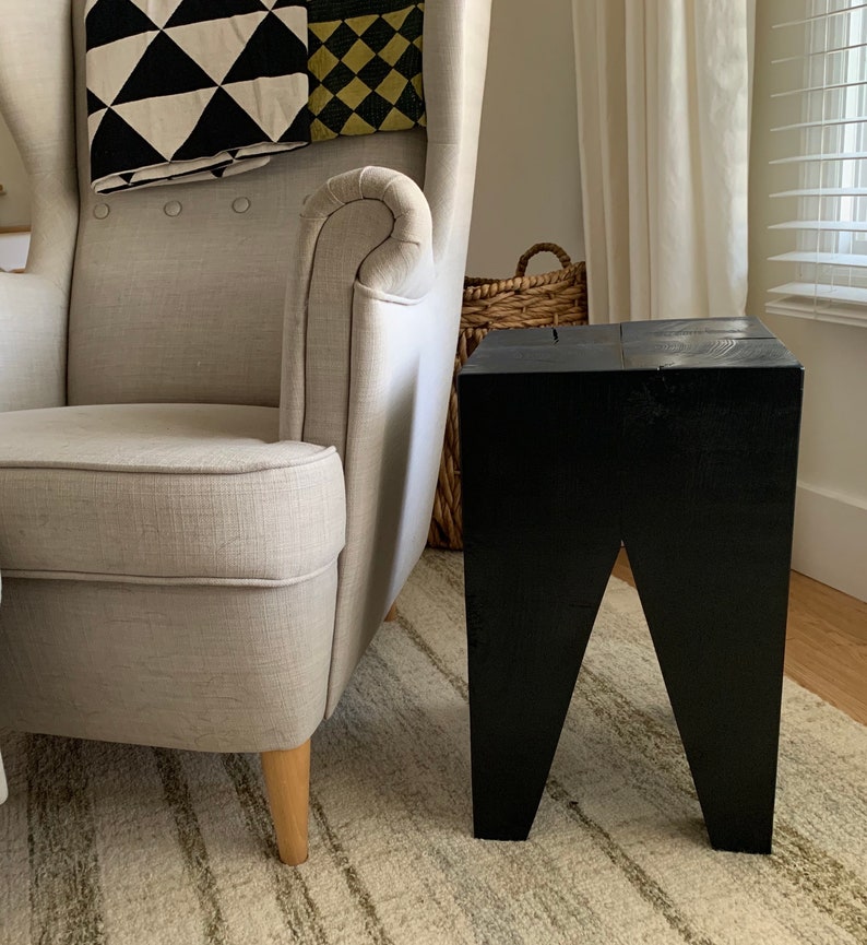 Black Timber Accent Table or Stool: Solid Hardwood, USA Made image 5