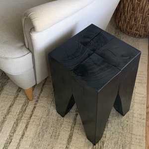 Black Timber Accent Table or Stool: Solid Hardwood, USA Made image 7