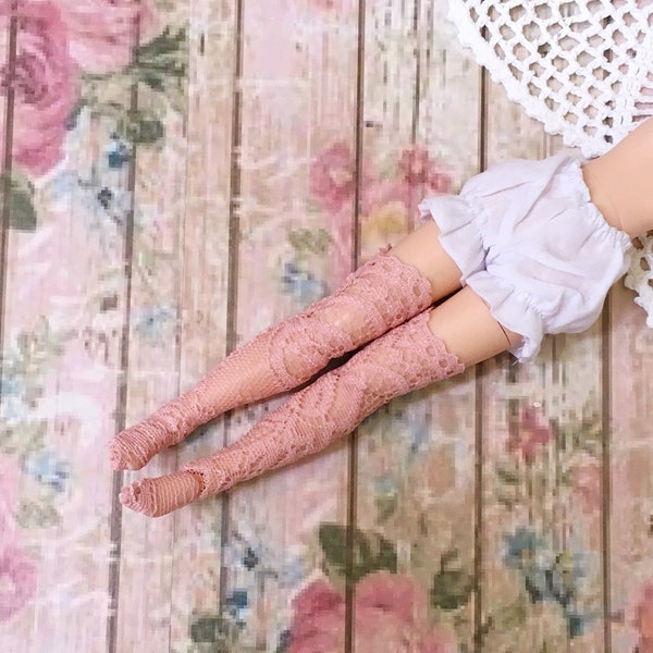 Blythe Doll thigh high lace stockings / pretty in pink