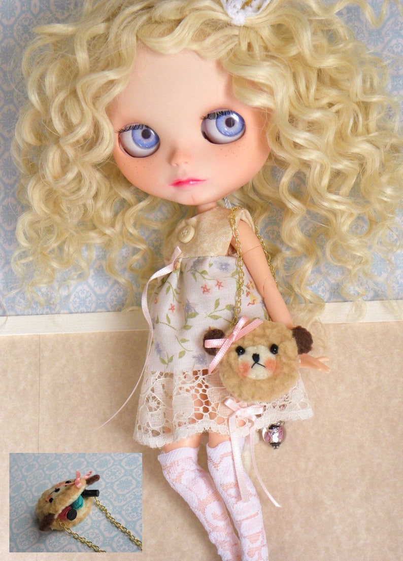 Blythe dockväska / björn / lamm / lurvig med ansikte A. Brown bear purse