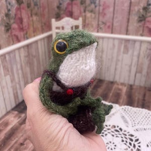 Knitted Frog with overalls / comfort doll / pocket frog/ support doll