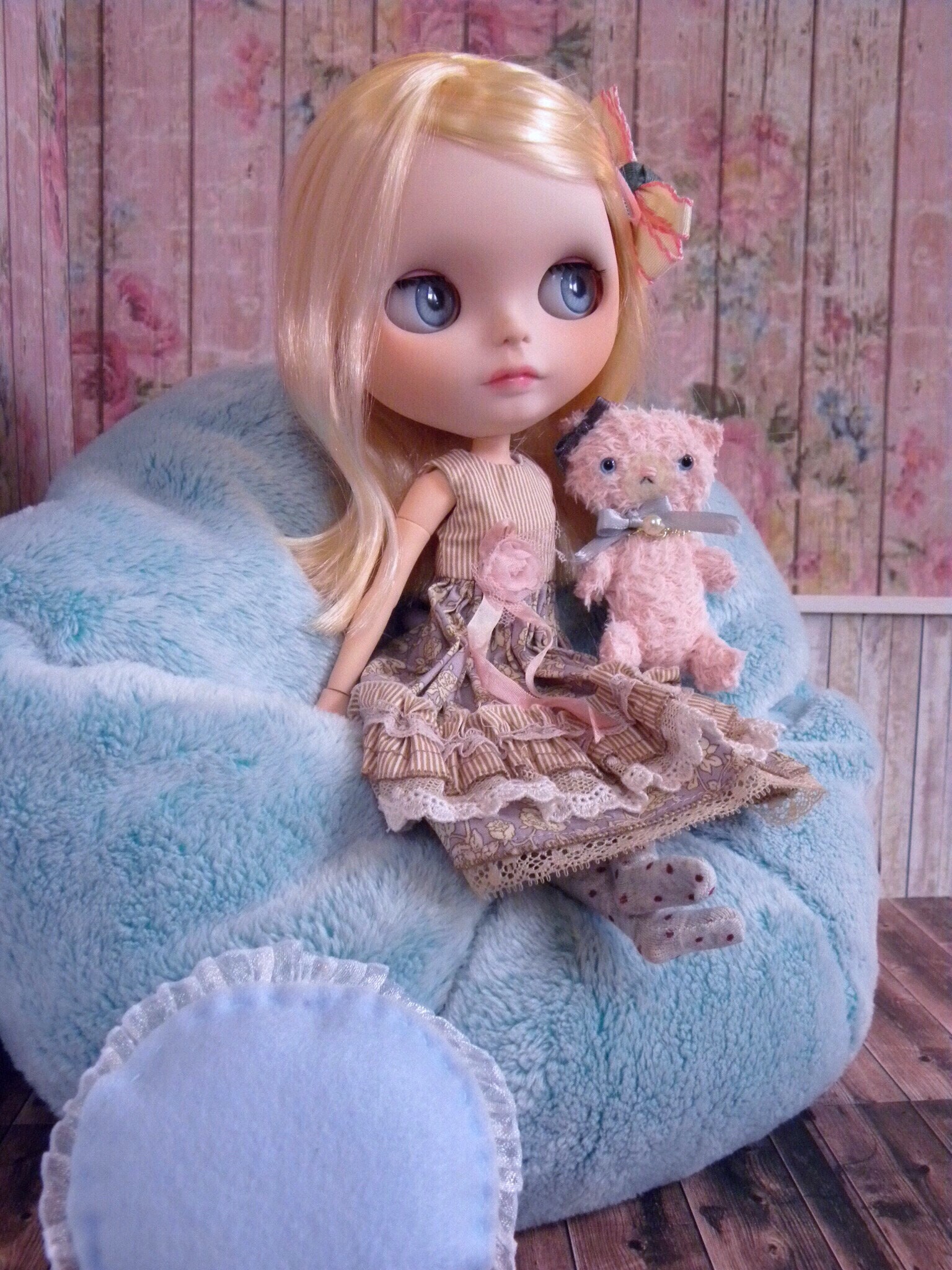 Blythe Bean Bag / Soft Blue / Fuzzy / Furry / With Pillow Etsy