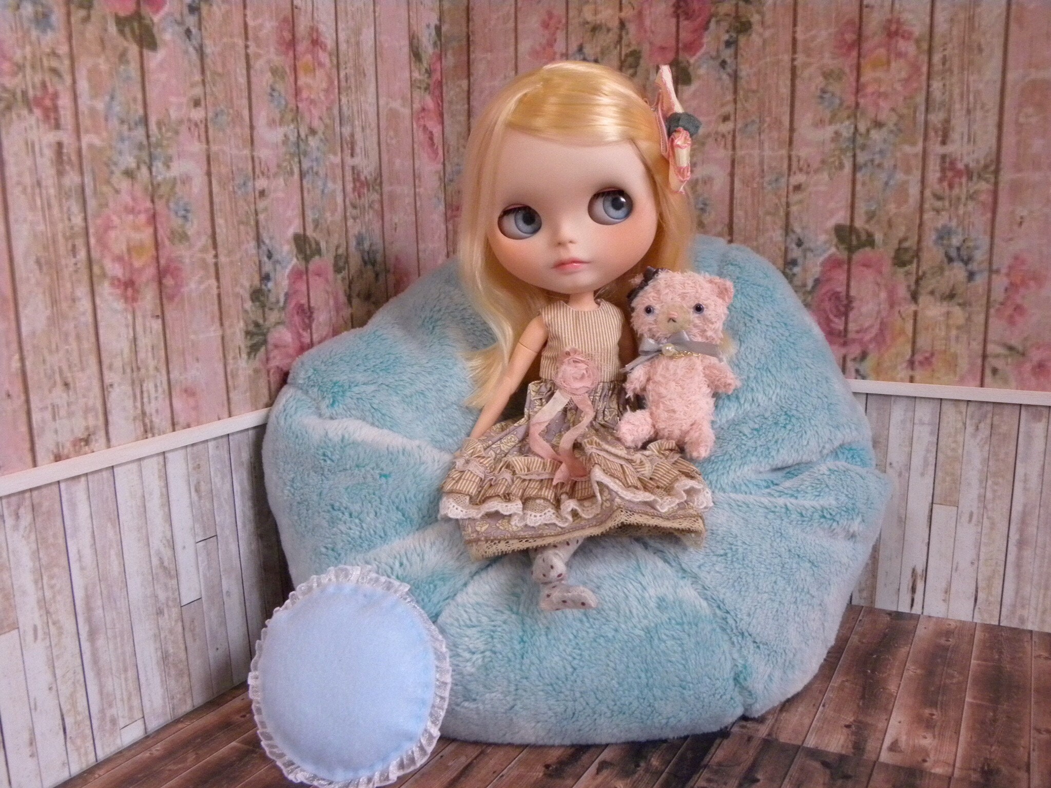 Blythe Bean Bag / Soft Blue / Fuzzy / Furry / With Pillow Etsy